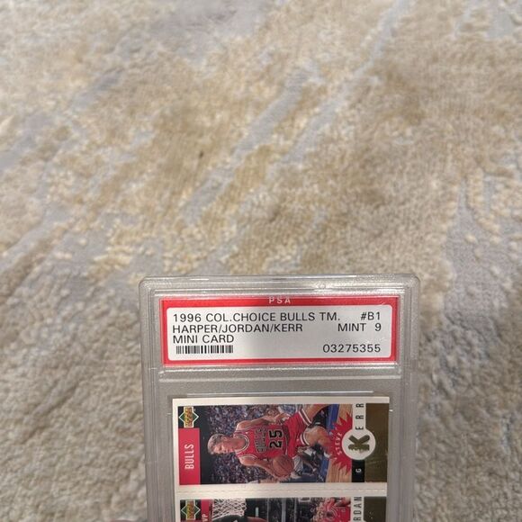 1996 Collector Choice Chicago Bulls Mini card Harper Jordan Kerr PSA 9 MINT - Picture 3 of 5